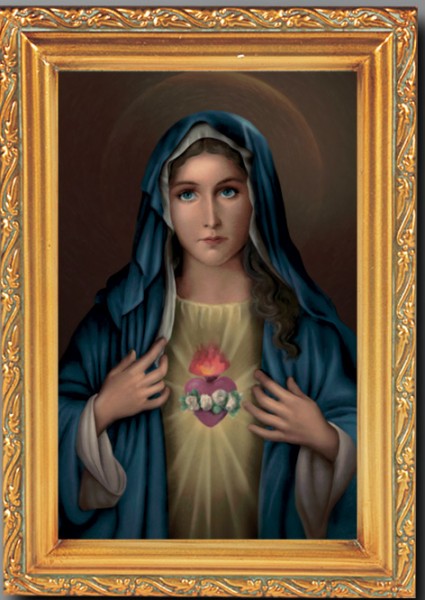 Immaculate Heart of Mary Antique Gold Framed Print