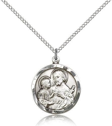 St. Joseph Pendant with Hand Etched Border