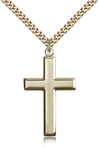High Polish Cross Pendant Beveled Edge for Men