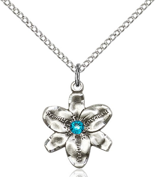 Small Five Petal Chastity Pendant with Birthstone Center