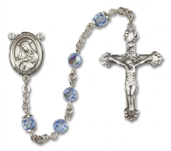 St. Rose of Lima Sterling Silver Heirloom Rosary Fancy Crucifix