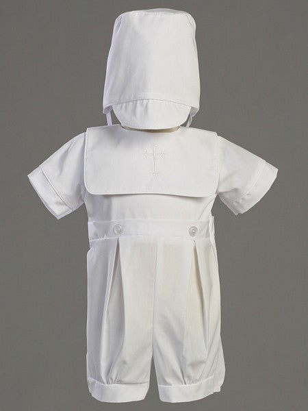 Zachary Poly Cotton Baptism Romper Set