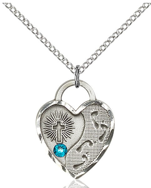 Heart Shaped Footprints Pendant with Birthstone Options