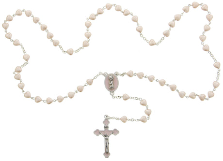 Heart Shaped Pink Glass Bead Baby Rosary