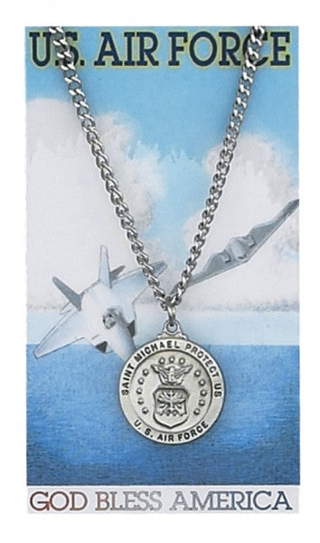 Round St. Michael Air Force Medal with Prayer Card