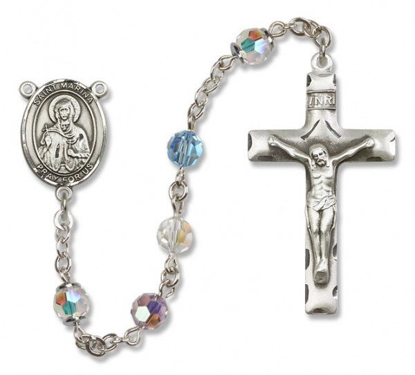 St. Marina Sterling Silver Heirloom Rosary Squared Crucifix