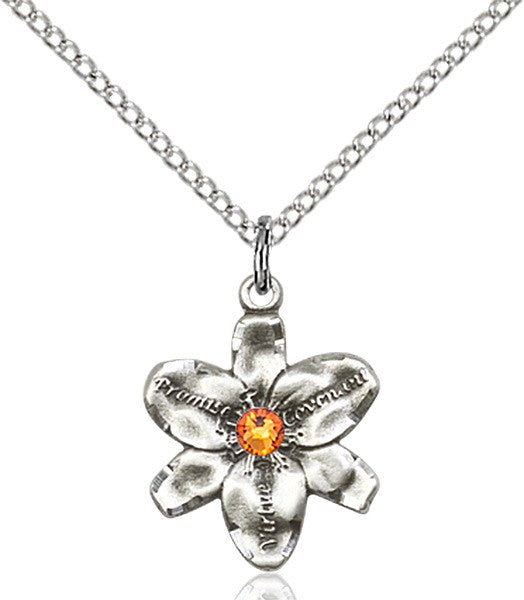 Small Five Petal Chastity Pendant with Birthstone Center