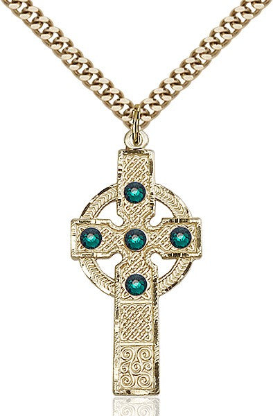 Tall Celtic Cross Pendant with Birthstone Options