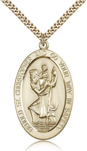 Large Men's Oval St. Christopher Necklace