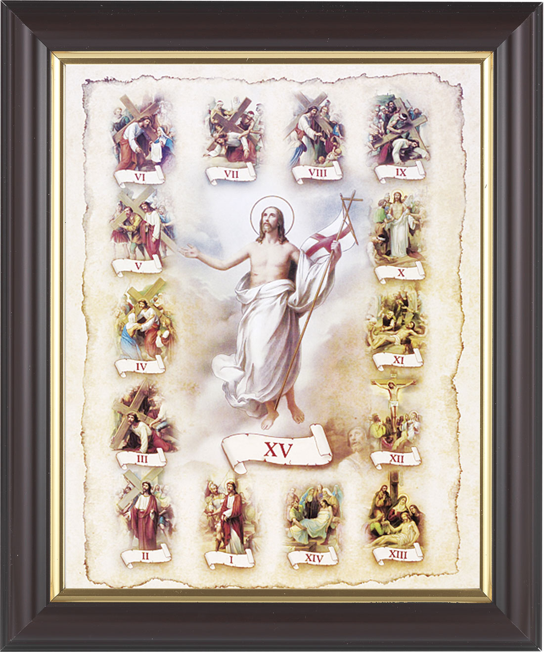 Stations of the Cross Illustrated 8x10 Framed Print Under Glass