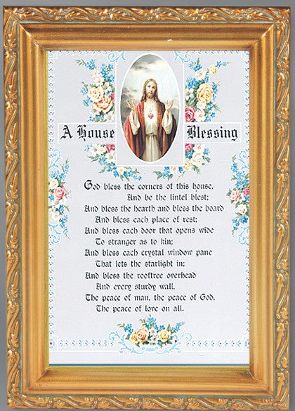 House Blessing Antique Gold Framed Print