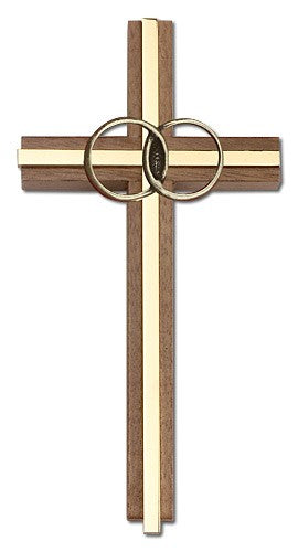 Marriage Cross with Eternity Rings in Walnut 6'