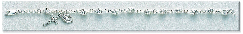 Rosary Bracelet - Sterling Silver with 6mm Oval Sterling Beads