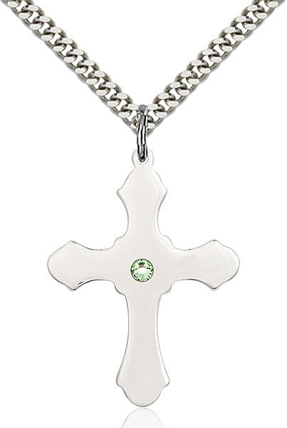 Large High Polished Soft Edge Cross Pendant with Birthstone Options
