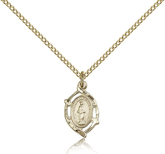Petite Miraculous Medal Necklace with Pointed Edge