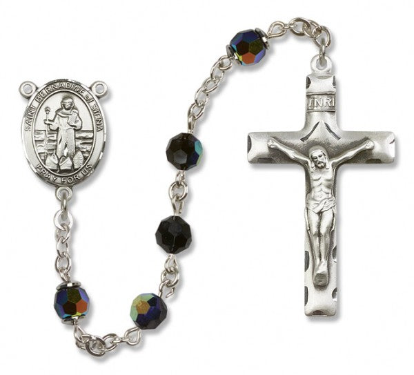 St. Bernadine Sterling Silver Heirloom Rosary Squared Crucifix