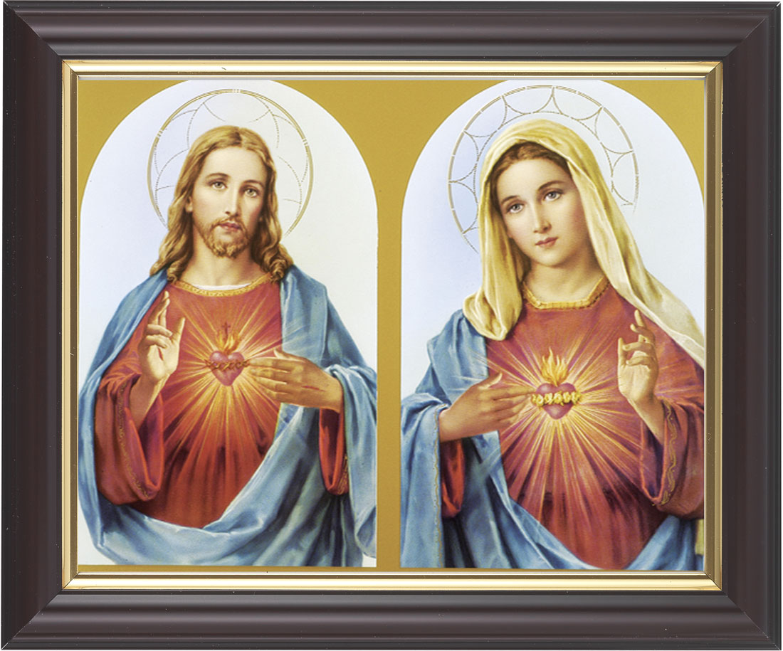 Sacred Heart and Immaculate Heart 8x10 Framed Print Under Glass