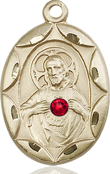 Oval Etched Scapular Pendant with Birthstone Options