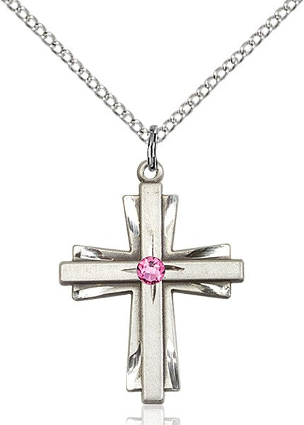 Cross on Cross Pendant with Birthstone Options for Women