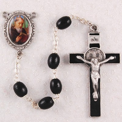 St. Benedict Black Wood Rosary