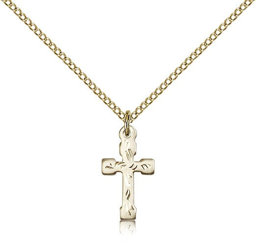 Cross Pendant Dainty Etched