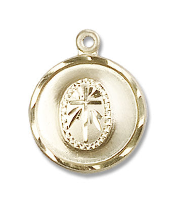 Round Etched Cross Necklace