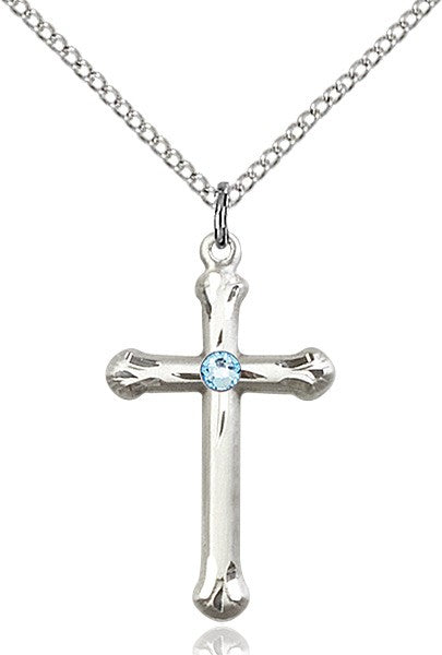 Teardrop Edge Cross Pendant with Birthstone Options