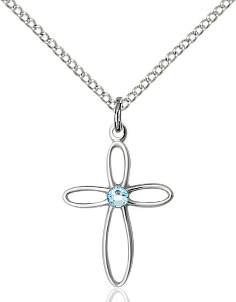 Cut-Out Cross Pendant with Birthstone Options