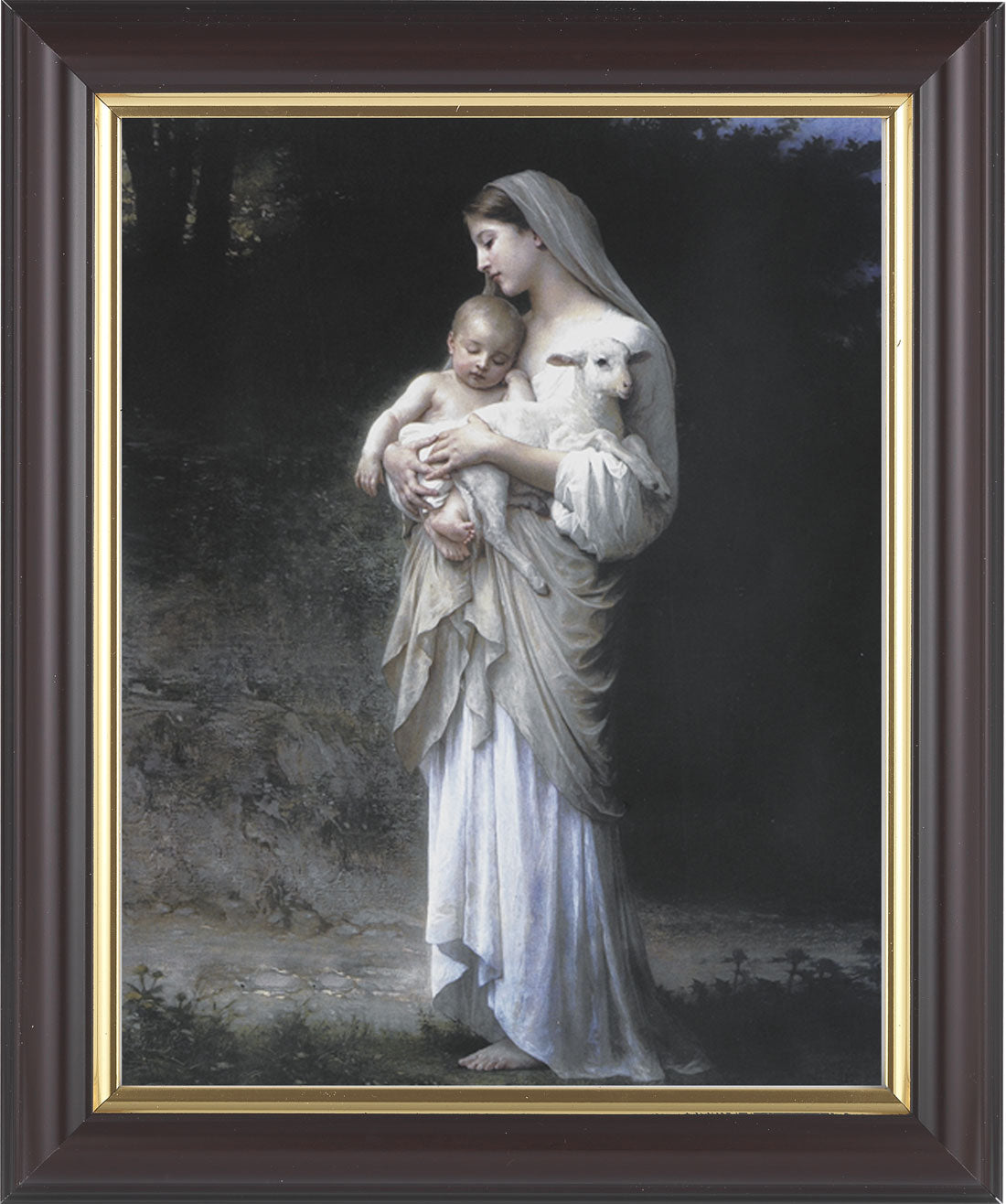 Madonna and Child with Baby Lamb 8x10 Framed Print Under Glass