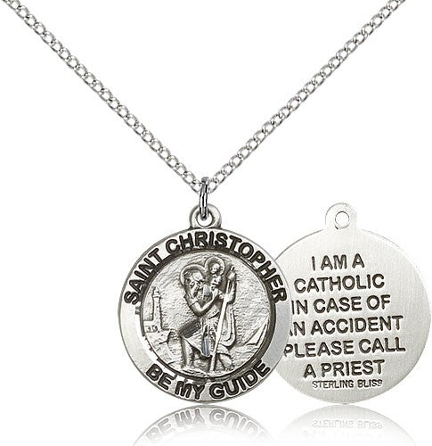 Women's Double-Sided I'm A Catholic St. Christopher Necklace