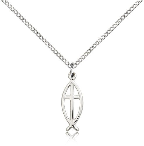Ichthus Fish with Cross Pendant for Women