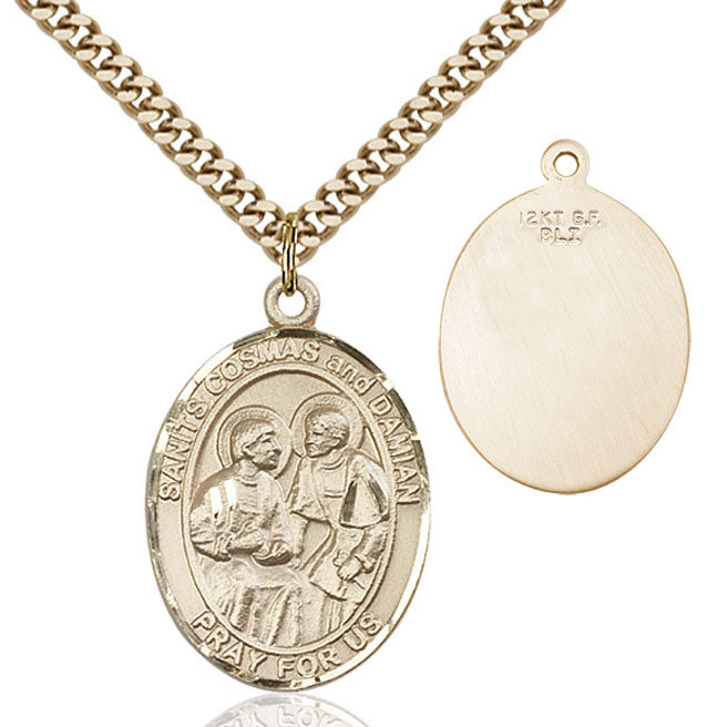 Saints Cosmas & Damian Oval Medal Necklace