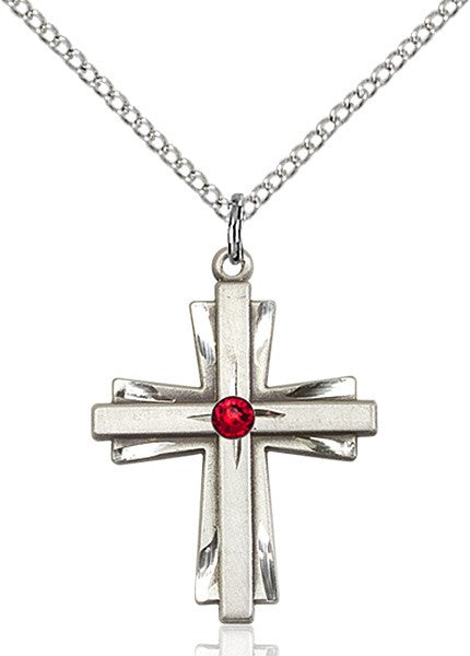 Cross on Cross Pendant with Birthstone Options for Women