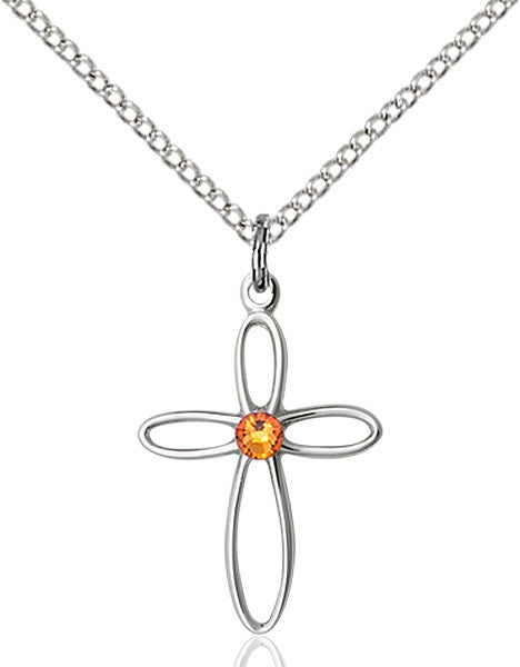 Cut-Out Cross Pendant with Birthstone Options
