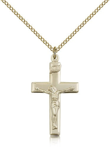 Women's High Polish Block Style Crucifix Necklace