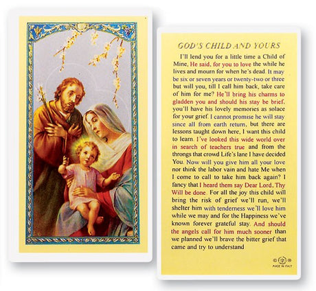 God's Child And Yours Laminated Prayer Card