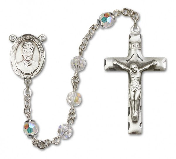 St. Josephine Bakhita Sterling Silver Heirloom Rosary Squared Crucifix