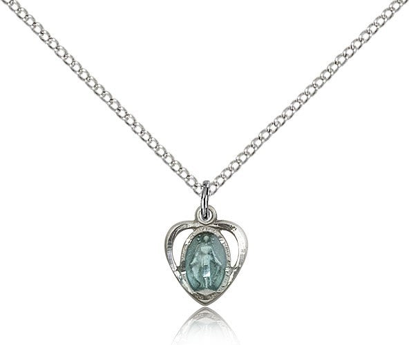 Miraculous Medal with Pink Heart Cutout