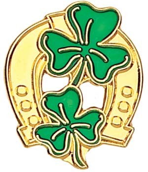 Horseshoe and Shamrock Lapel Pin - 1'