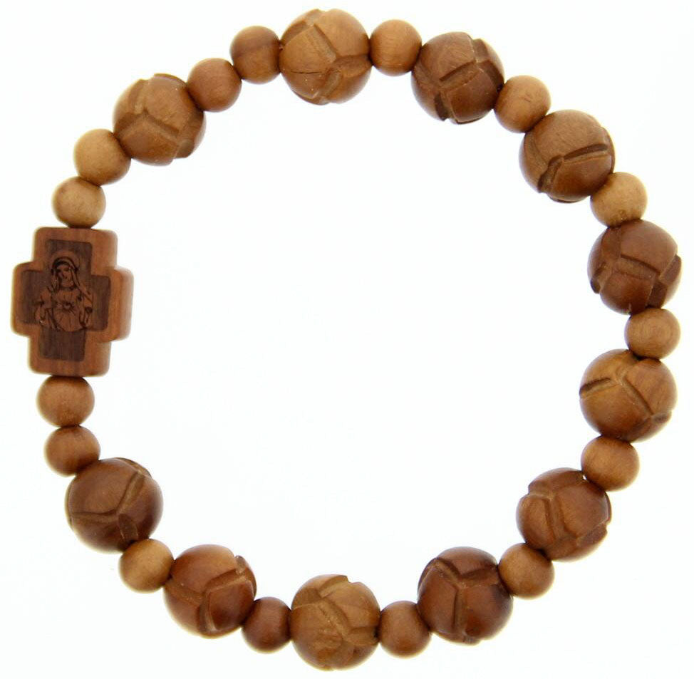 Jujube Wood Carved Rosary Bracelet - 10mm