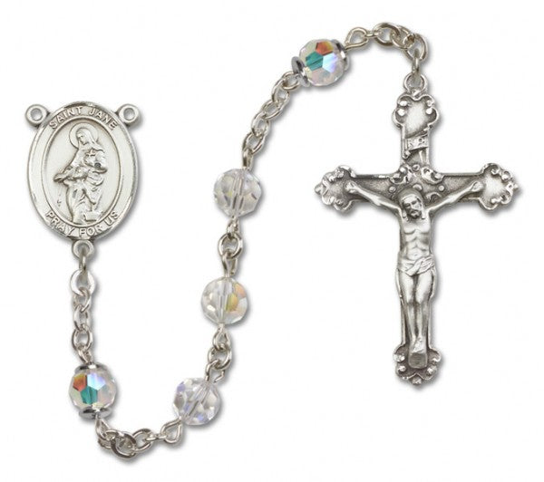 St. Jane Frances de Chantal Sterling Silver Sterling Silver Heirloom Rosary Fancy Crucifix