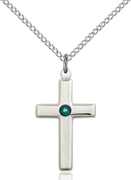 Simple Cross Pendant with Birthstone Options for Youth