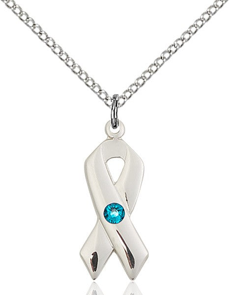 Awareness Ribbon Pendant with Birthstone Options