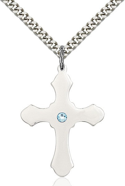 Large High Polished Soft Edge Cross Pendant with Birthstone Options