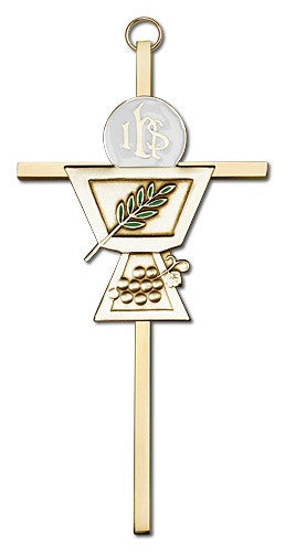 First Communion Chalice and Holy Host Wall Cross 6"
