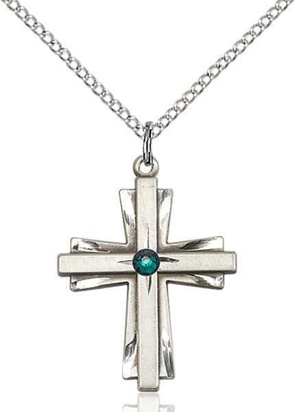 Cross on Cross Pendant with Birthstone Options for Women