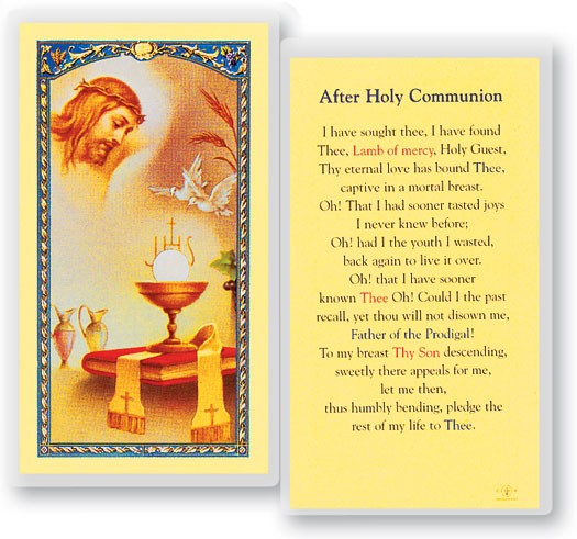 Prayer After Holy Communion Laminated Prayer Card