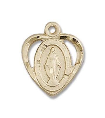 Miraculous Medal with Pink Heart Cutout