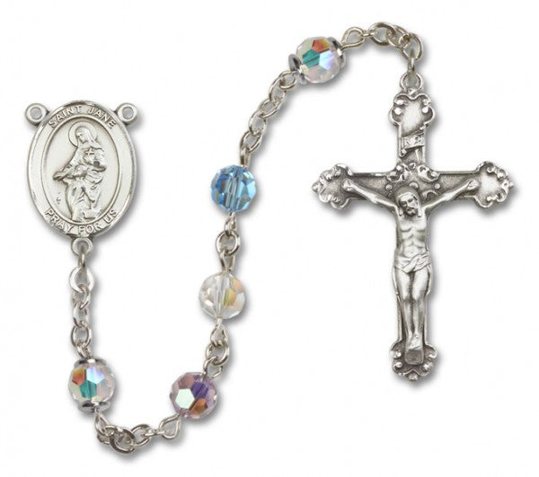 St. Jane Frances de Chantal Sterling Silver Sterling Silver Heirloom Rosary Fancy Crucifix