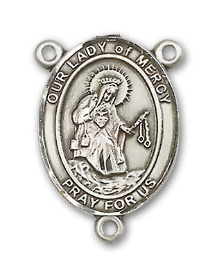 Our Lady of Mercy Rosary Centerpiece Sterling Silver or Pewter